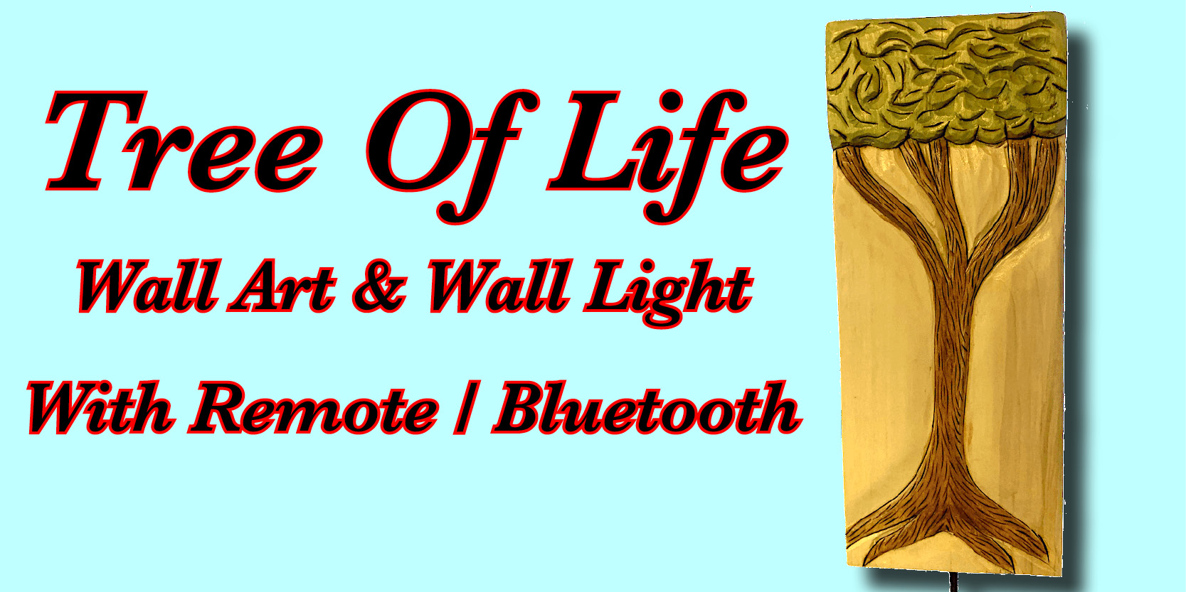 Tree of Lief wall art and LED light with bluetooth hand-carved and hand-painted true one of a kind artwork